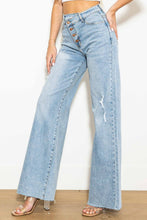 Load image into Gallery viewer, Criss Cross High Waisted Wide Leg Jeans
