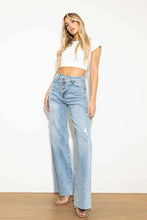 Load image into Gallery viewer, Criss Cross High Waisted Wide Leg Jeans
