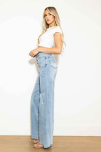 Load image into Gallery viewer, Criss Cross High Waisted Wide Leg Jeans
