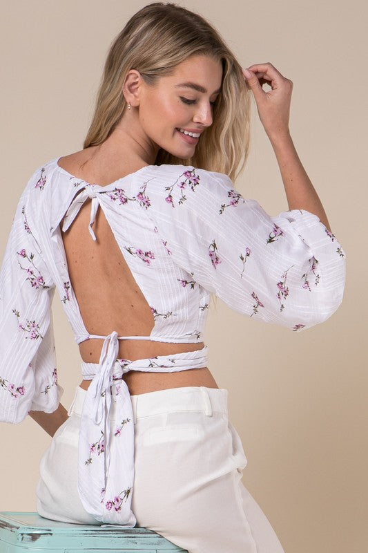 Lany Floral Wrap Top