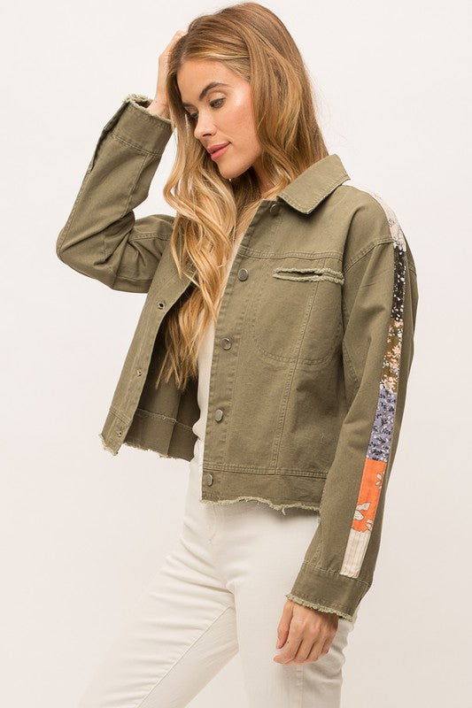 Truckee Stripe Sleeve Denim Jacket