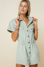 Load image into Gallery viewer, Eliza Washed Denim Safari Romper
