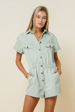 Load image into Gallery viewer, Eliza Washed Denim Safari Romper
